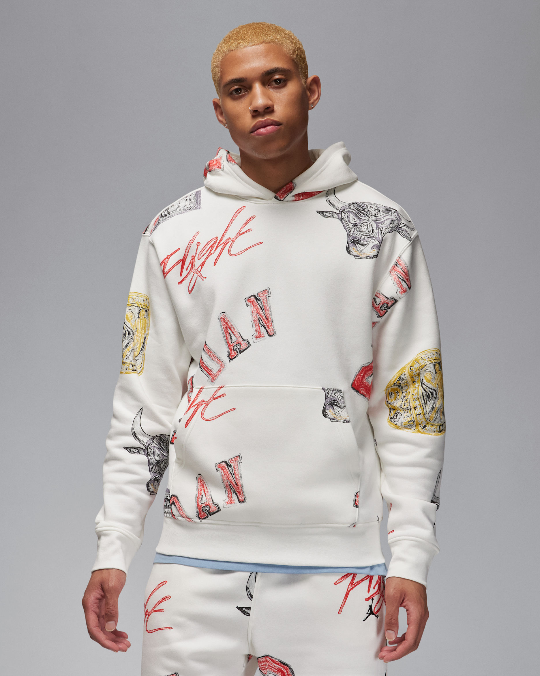 【JORDAN BRAND 】W JORDAN BRKLN PULLOVER Air Jordan Brooklyn Collegiate Pullover Oversized Hoodie 'Birch